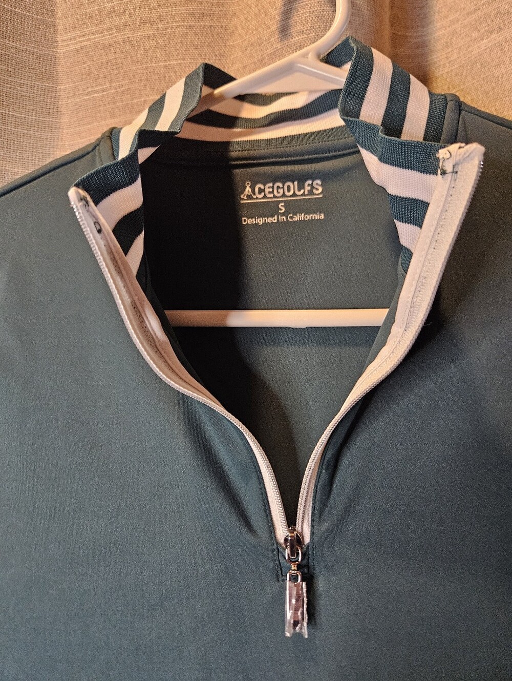 ACEGOLFS Navycore Long Sleeve Golf Shirt Quarterzip UPF50+ Green Small New - Picture 8 of 15